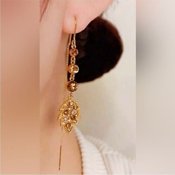 Leaf drop earrings N386 - Picture 1 of 3